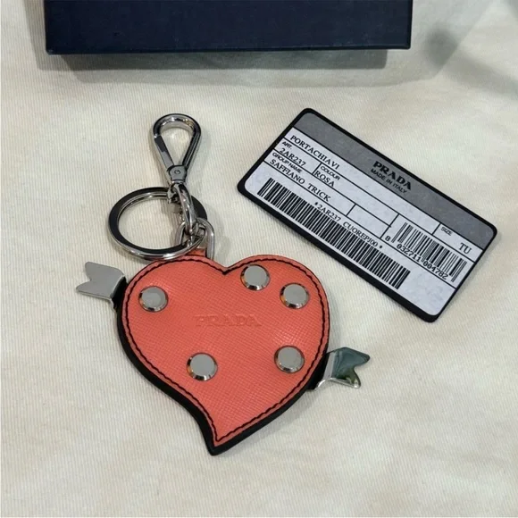 PRADA Saffiano Trick Heart Bag Charm - Picture 6 of 16
